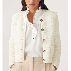 ba&sh Ivory White Textured Jacket